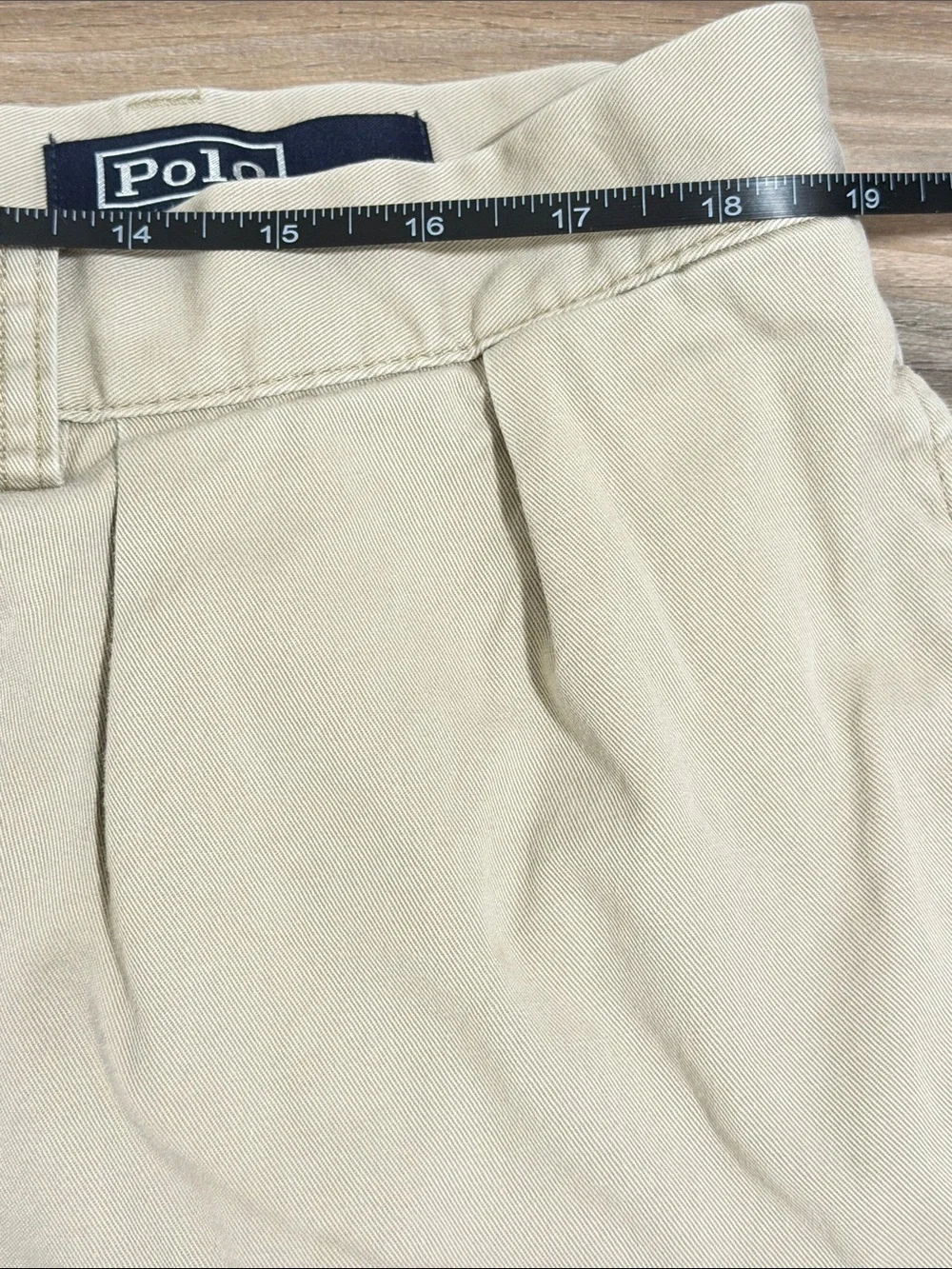 Polo Ralph Lauren Shorts Mens 40 Khaki Pleated Classic Fit 9” Cotton Chino